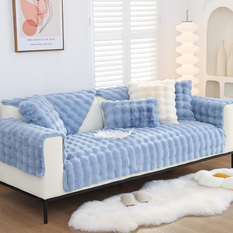 HKM-438355 Bubble Velvet Fleece Cushion Cover - Modern Non-Slip Sofa Cushion, Various Colors Available
