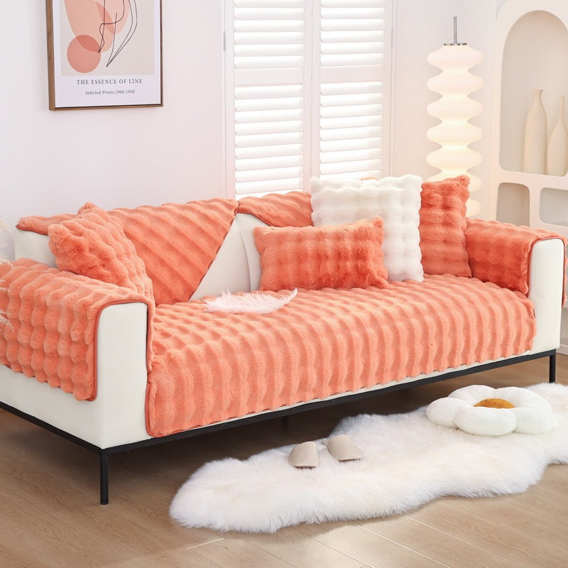 HKM-438355 Bubble Velvet Fleece Cushion Cover - Modern Non-Slip Sofa Cushion, Various Colors Available