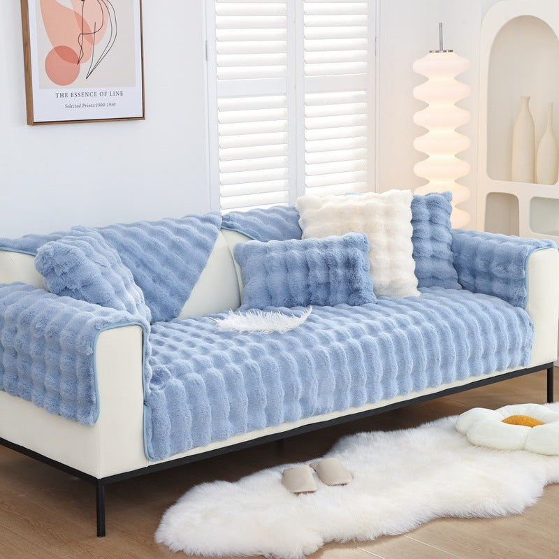 HKM-438355 Bubble Velvet Fleece Cushion Cover - Modern Non-Slip Sofa Cushion, Various Colors Available