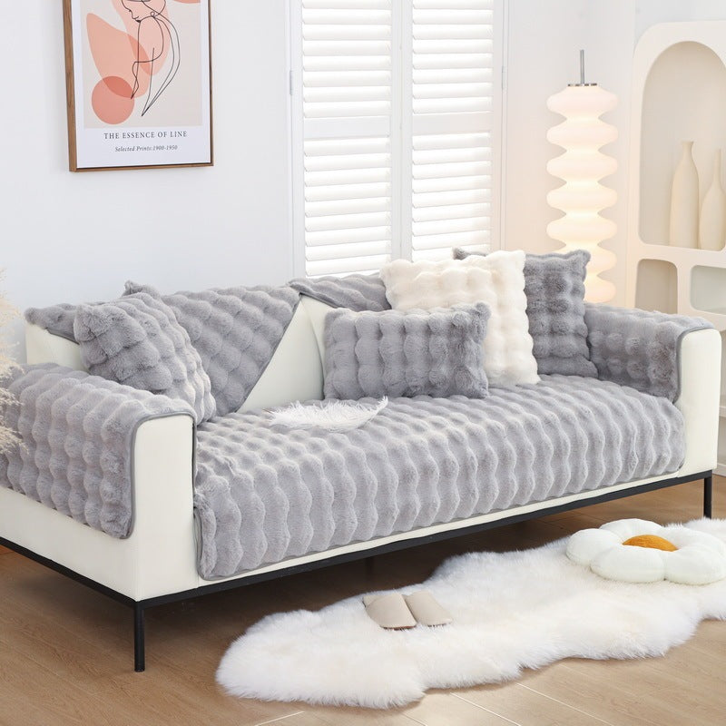 HKM-438355 Bubble Velvet Fleece Cushion Cover - Modern Non-Slip Sofa Cushion, Various Colors Available