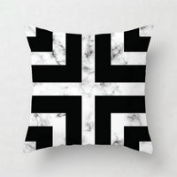 HKM-438675 Nordic Pink Geometric Abstract Decorative Pillowcase with Marble Pattern and Floral Design - 45cm x 45cm