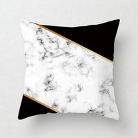 HKM-438675 Nordic Pink Geometric Abstract Decorative Pillowcase with Marble Pattern and Floral Design - 45cm x 45cm