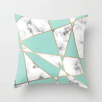 HKM-438675 Nordic Pink Geometric Abstract Decorative Pillowcase with Marble Pattern and Floral Design - 45cm x 45cm