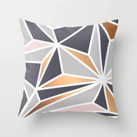 HKM-438675 Nordic Pink Geometric Abstract Decorative Pillowcase with Marble Pattern and Floral Design - 45cm x 45cm