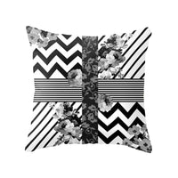 HKM-438675 Nordic Pink Geometric Abstract Decorative Pillowcase with Marble Pattern and Floral Design - 45cm x 45cm