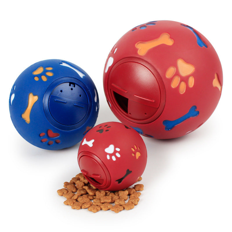HKM-438739 Bite-Resistant Rubber Pet Toy - Spherical Rotating Leaking Ball, Small and Large Sizes Available