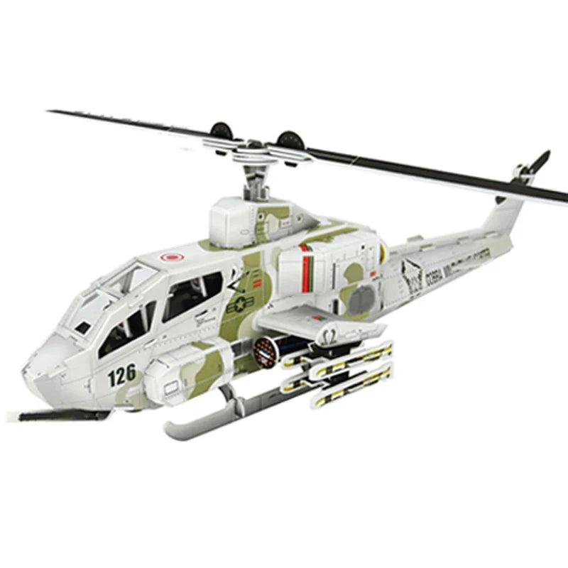 HKM-438867 3D DIY Paper Attack Helicopter Model Puzzle for Kids - Educational Jigsaw Toy