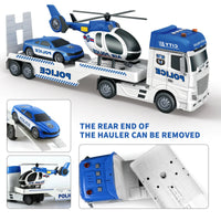 HKM-438931 Multi-Functional Semi Truck with Racing Car and Helicopter Toys for Kids
