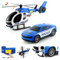 HKM-438931 Multi-Functional Semi Truck with Racing Car and Helicopter Toys for Kids