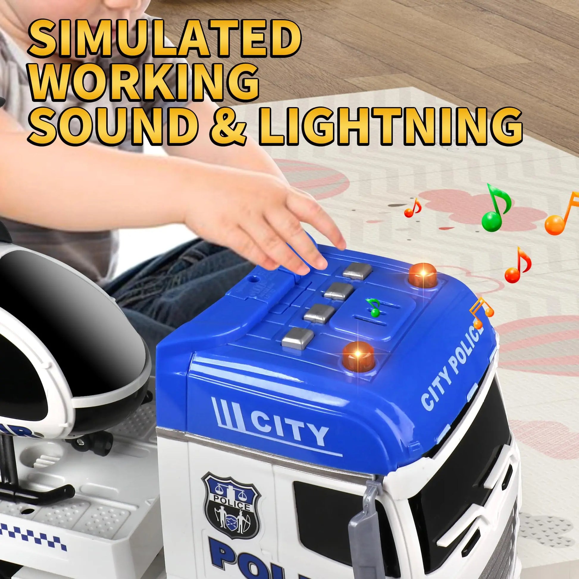 HKM-438931 Multi-Functional Semi Truck with Racing Car and Helicopter Toys for Kids