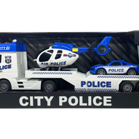 HKM-438931 Multi-Functional Semi Truck with Racing Car and Helicopter Toys for Kids