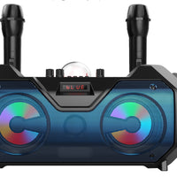 HKM-438995 Portable Dual Microphone Bluetooth Speaker with Colorful Lights and Display Screen for Home and Outdoor Use