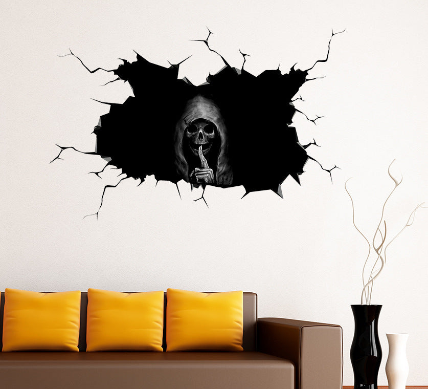 HKM-439059 Halloween Skull Waterproof Wall Sticker for Decorative Touch