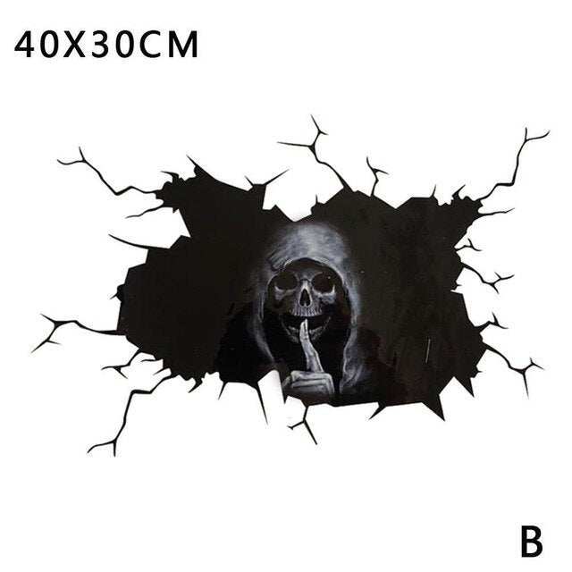 HKM-439059 Halloween Skull Waterproof Wall Sticker for Decorative Touch