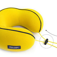 HKM-439123 Blossom Portable Memory Travel Neck Pillow - Cherry Powder, Turmeric, Dark Blue, Grey, Air Layer Knitted Design, Compact Size 26x25x12 CM