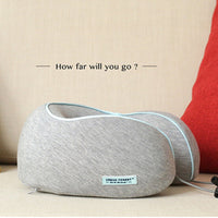 HKM-439123 Blossom Portable Memory Travel Neck Pillow - Cherry Powder, Turmeric, Dark Blue, Grey, Air Layer Knitted Design, Compact Size 26x25x12 CM