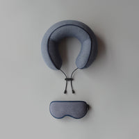 HKM-439123 Blossom Portable Memory Travel Neck Pillow - Cherry Powder, Turmeric, Dark Blue, Grey, Air Layer Knitted Design, Compact Size 26x25x12 CM