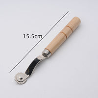 HKM-439123 Crimping Wheel Tool with Wooden Handle for Paper, Fabric, and Leather