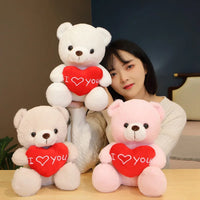 HKM-439123 Plush Teddy Bear with Red Heart - I Love You 11CM to 30CM Stuffed Doll for Kids and Adults