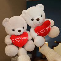 HKM-439123 Plush Teddy Bear with Red Heart - I Love You 11CM to 30CM Stuffed Doll for Kids and Adults