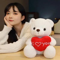HKM-439123 Plush Teddy Bear with Red Heart - I Love You 11CM to 30CM Stuffed Doll for Kids and Adults
