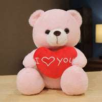 HKM-439123 Plush Teddy Bear with Red Heart - I Love You 11CM to 30CM Stuffed Doll for Kids and Adults