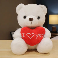 HKM-439123 Plush Teddy Bear with Red Heart - I Love You 11CM to 30CM Stuffed Doll for Kids and Adults