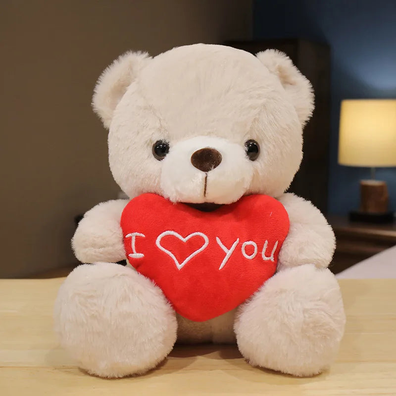 HKM-439123 Plush Teddy Bear with Red Heart - I Love You 11CM to 30CM Stuffed Doll for Kids and Adults