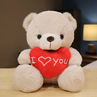 HKM-439123 Plush Teddy Bear with Red Heart - I Love You 11CM to 30CM Stuffed Doll for Kids and Adults
