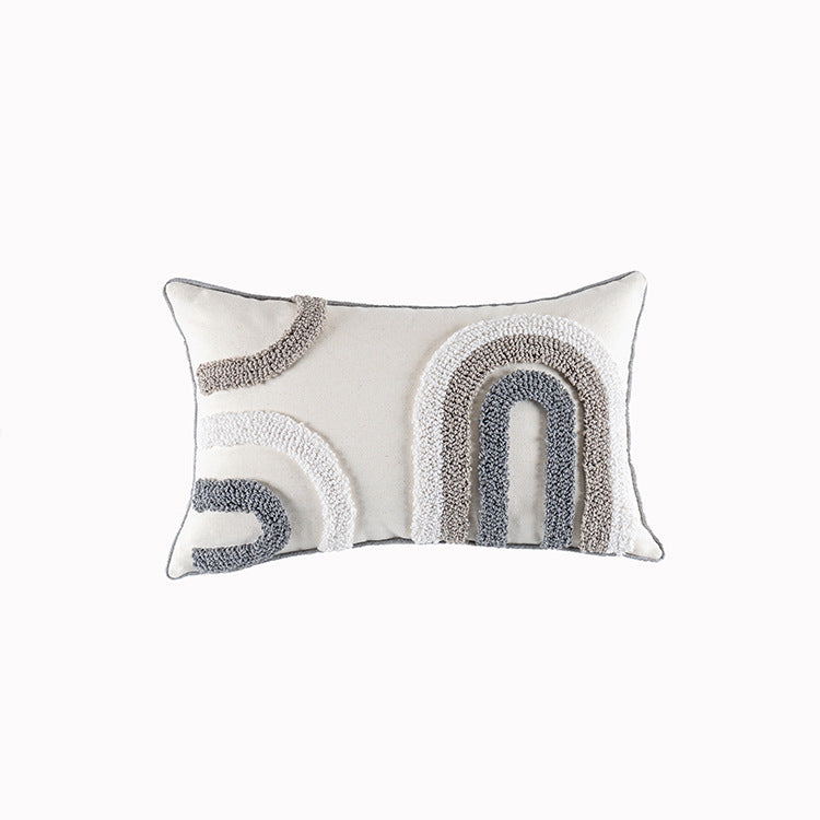 HKM-439123 Tufted Loop Pile Pillowcase - Minimalist Cotton Cushion Cover in Various Sizes