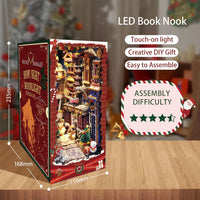 HKM-439251 Creative Wooden Assembled Bookshelf for Desktop Decoration in Snow Night Moon Shadow Design