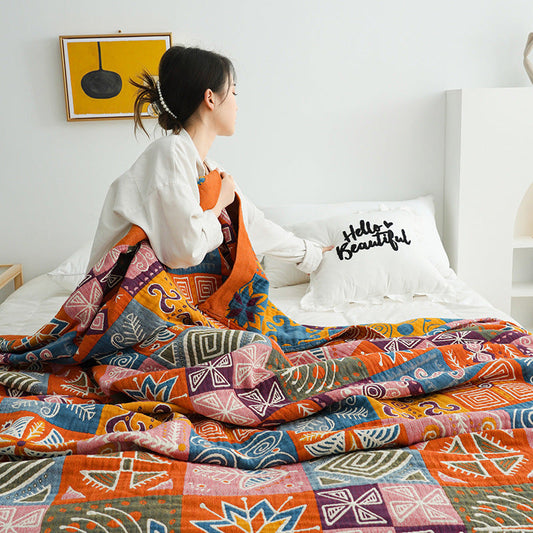 HKM-439443 Cool Cotton Five-Layer Towel Blanket for Spring and Autumn (1.5x2m, 2.3x2m)
