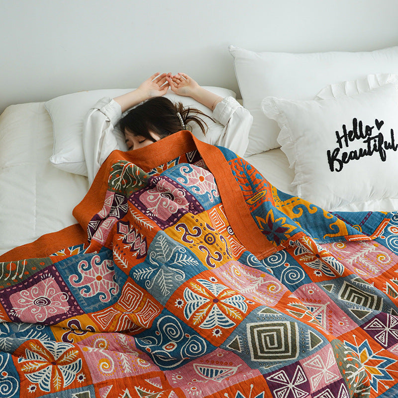 HKM-439443 Cool Cotton Five-Layer Towel Blanket for Spring and Autumn (1.5x2m, 2.3x2m)