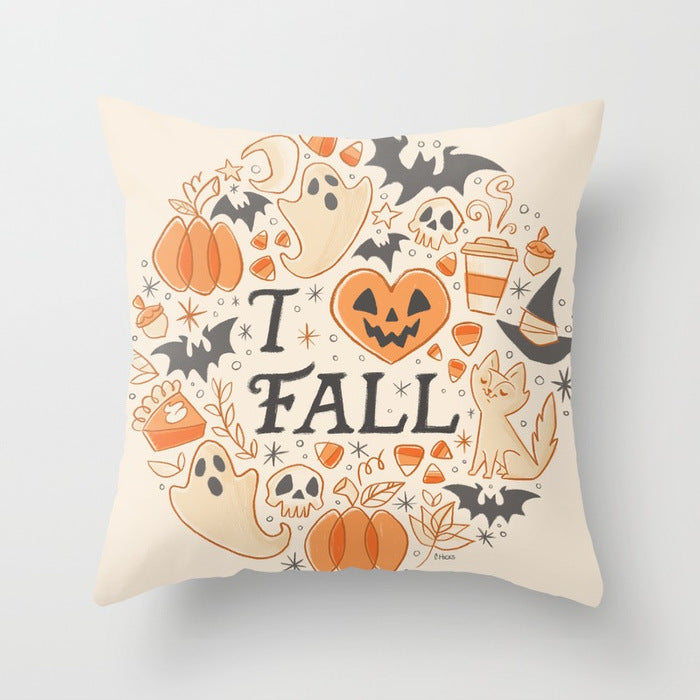 HKM-439571 Halloween Pumpkin Decorative Pillow Cushion - Cotton, 45x45cm, Multiple Designs Available