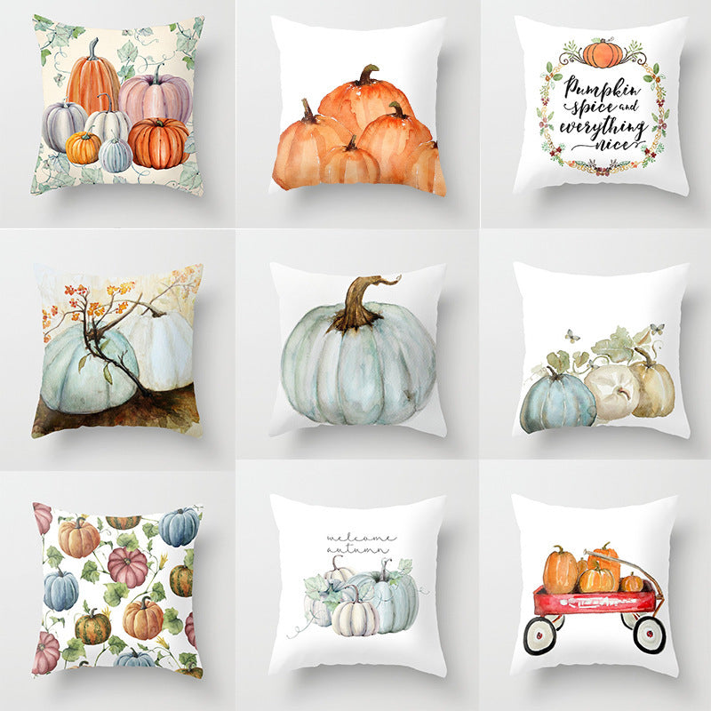 HKM-439571 Halloween Pumpkin Decorative Pillow Cushion - Cotton, 45x45cm, Multiple Designs Available