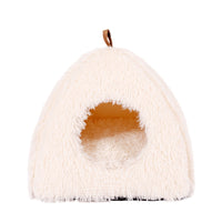 HKM-439571 Plush Triangle Cat Nest - Fashionable and Compressible Cat Bed in White