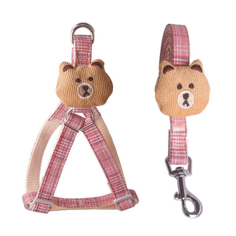 HKM-439635 Adjustable Dog Vest Leash for Small and Medium Dogs - Durable Cloth, 1.0m and 1.5m Lengths, Multiple Colors Available