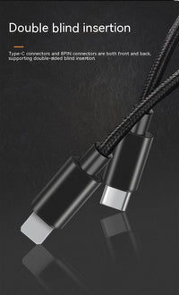HKM-439699 Braided PD Data Cable for Fast Charging and Data Transfer, 20W, 1M Length, Black