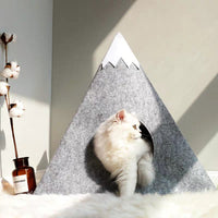 HKM-439955 Light Grey Snow Mountain Semi-Enclosed Felt Pet Kennel - Fashionable and Simple Design
