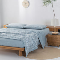 HKM-440275 Cotton Yarn-Dyed Washed Summer Quilt Set with Bed Sheet and Pillowcases - Available in Multiple Sizes