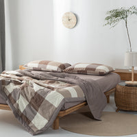 HKM-440275 Cotton Yarn-Dyed Washed Summer Quilt Set with Bed Sheet and Pillowcases - Available in Multiple Sizes