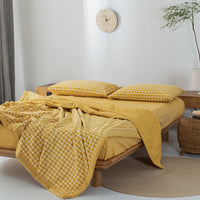 HKM-440275 Cotton Yarn-Dyed Washed Summer Quilt Set with Bed Sheet and Pillowcases - Available in Multiple Sizes