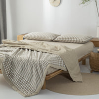 HKM-440275 Cotton Yarn-Dyed Washed Summer Quilt Set with Bed Sheet and Pillowcases - Available in Multiple Sizes