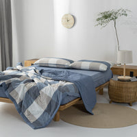 HKM-440275 Cotton Yarn-Dyed Washed Summer Quilt Set with Bed Sheet and Pillowcases - Available in Multiple Sizes