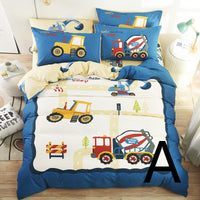 HKM-440275 Cute Cartoon Cotton Bedding Set for Kids - Quilt, Bed Sheet, and Pillow Covers Available in Various Sizes