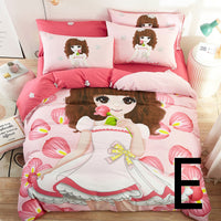HKM-440275 Cute Cartoon Cotton Bedding Set for Kids - Quilt, Bed Sheet, and Pillow Covers Available in Various Sizes