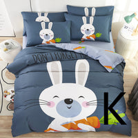 HKM-440275 Cute Cartoon Cotton Bedding Set for Kids - Quilt, Bed Sheet, and Pillow Covers Available in Various Sizes