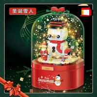 HKM-440275 DIY Christmas Tree Building Blocks Music Box with Lights and Snowflake Effect