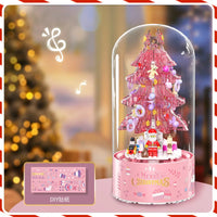 HKM-440275 DIY Christmas Tree Building Blocks Music Box with Lights and Snowflake Effect