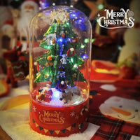 HKM-440275 DIY Christmas Tree Building Blocks Music Box with Lights and Snowflake Effect